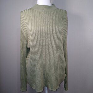 JENNY BRAND LIGHT AV0CADO GREEN SWEATER LONG SLEEVE LIGTHWEIGHT WOMENS 1X